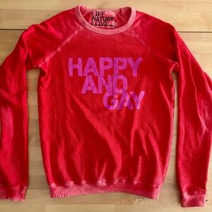 Free City Pink Happy And Gay 100% Cotton Sweatshirt Pullover XXS